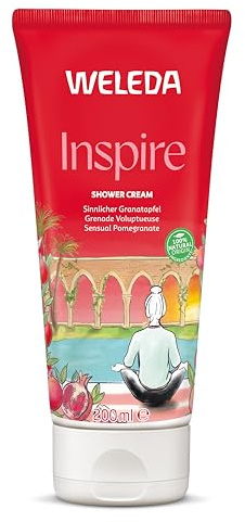WELEDA Bio Inspire Duschgel vegan - Naturkosmetik Granatapfel Duschseife für Frauen & Männer mit Orange/Vanille Duft - Natürliche Hautpflege Dusche zur Reinigung von Gesicht & Körper (1x 200ml)