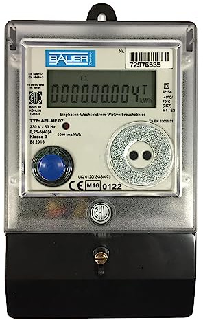 BAUER Elektronischer Wechselstromzähler 5/40 A. MID-Zulassung oder kalibriert und für Berechnungszwecke zugelassen durch EBY17