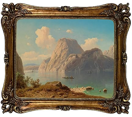 Funly mee Vintage 30.5 x 25.8 CM Bilderrahmen Antique Gold Fotorahmen für Tisch & Wand montiert