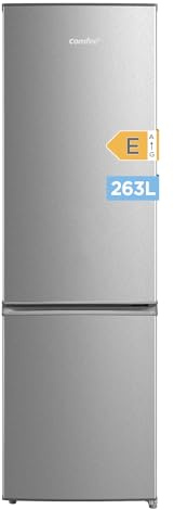 Comfee RCB359IX2 Kombi-Kühlschrank, 262 l, großes Fassungsvermögen, Low Frost, Höhe 177,3 cm, geräuscharm 39 dB, LED-Beleuchtung, einstellbare Temperatur, Edelstahl