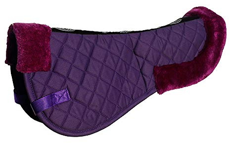 Rhinegold Baumwolle Reitsattel Pad Luxus Reitsport Baumwolle Pad Sattel mit Kunstfell, Besäumten Kanten & Gurt Ersatzriemen Pferdeausrüstung Numnahs für Pferde & Ponys