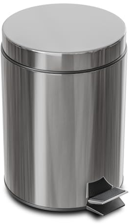 Amig - Mülleimer mit Pedal 12L - Edelstahl - Anti-Fingerabdruck-Behandlung - Öffnen mit Pedal - Innenbehälter mit Griff - Finish: Satin