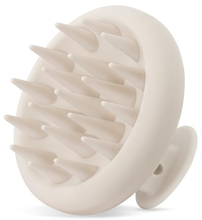 HEETA Kopfhaut Massagebürste Silikon, Haar Massagebürste mit Weichen Borsten, Integriertes Silikon-Design, Shampoo-Bürste für nasses und trockenes Haar, Haferflockenfarbe