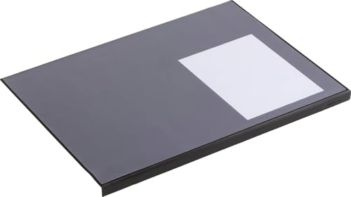 Durable Schreibunterlage mit Kantenschutz, 65x50 cm, schwarz, 729301 | Schreibtischauflage 650 x 500 mm, Schreibmatte, Fixierstreifen, transparente Abdeckung, rutschfest