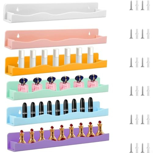 6-teiliges Acryl-Nagellackregal zur Wandmontage, stilvolle transparente Ablagen in 6 Farben