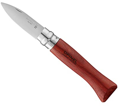 Opinel Austern Messer - Größe 9 - Stahl 12C27 Sandvik - rostfrei - Padouk Holzgriff - Virobloc Sicherung, Braun