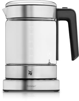 WMF Küchenminis 2 in 1 Vario Wasserkocher mit Temperatureinstellung, 1,0l, 1900 W, Teekocher Glas mit Teebeutelhalter und Sieb