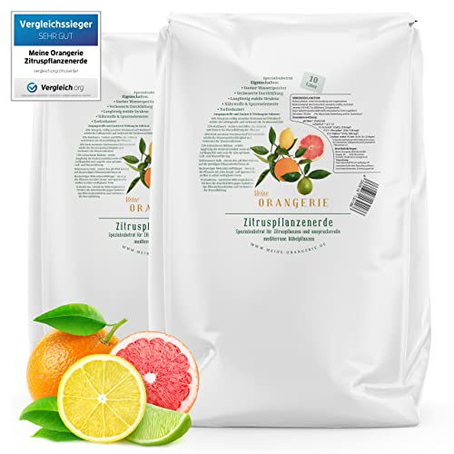 Meine Orangerie Zitruserde und mediterrane Pflanzenerde 20 L - Spezial-Zitronenerde mit Zitrusdünger - Pflanzerde für anspruchsvolle mediterrane Kübelpflanzen wie Olivenbaum, Oleander, Avocado Erde