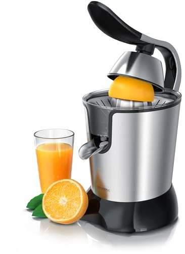 Arendo - elektrische Saftpresse 800 Watt - Edelstahl Zitruspresse Orangenpresse Entsafter - Hochleistungsmotor - sehr hohe Ergiebigkeit - Edelstahlkegel - BPA frei - Spülmaschinen-geeignet