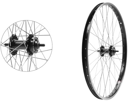 26 Zoll Vorderrad V-Brake & Scheibenbremse 6-Loch 36 Speichen Edelstahl Aluminium Nabe 100 mm Vollachse Tiefbettfelge schwarz