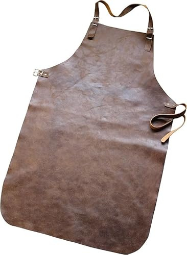 Förster-Fellnest Kräftige Schweißerschürze aus echtem Leder, als Arbeitsschürze, Schmiedeschürze, Tischlerschürze - Rindleder in braun/cognac - Antikleder