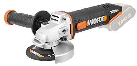 WORX WX800.9 Li-Ion Akku-Winkelschleifer 20V – Kompakter Schleifer mit schmalem Körper & Zusatzhandgriff schleift & schneidet alle Materialien mit optimaler Kontrolle – Ohne Akku & Ladegerät