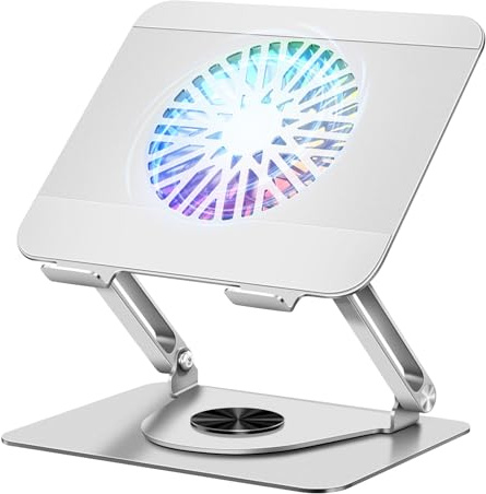 ICARE Laptop Ständer mit Magnetischem RGB Laptop Kühler, 360° drehbar, 10KG Tragkraft und 18dB Leise, ergonomischer Halterung für Laptops und Tablets bis 16 Zoll