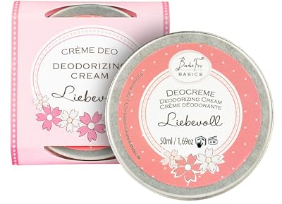 BadeFee - Deocreme vegan Liebevoll (Erdbeere & Rhabarber) 50 ml - Feste Deo Creme mit Sheabutter, Kokos- & Mandelöl ohne Aluminiumsalze & Tierversuche - 24h Antitranspirant für empfindliche Achseln