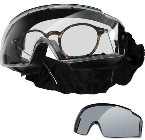 OneTigris Schutzbrille, taktische schutzbrille staubdicht, sicherheitsbrille mit CE EN166 und ANSI Z87.1, Ultravision Vollsichtbrille Für Brillenträger, Baustelle, Labor, Werkstatt und Fahrrad-Fahren