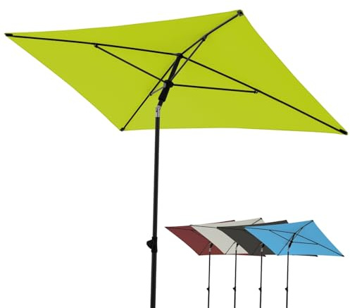 derby Balkonschirm 180 x 120 cm in Apfelgrün I Rechteckiger Sonnenschirm für Balkon & Terrasse I Balkonsonnenschirm mit Schieber zum Öffnen I Höhenverstellbar I Gartenschirm kippbar