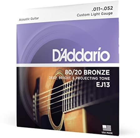 D'Addario EJ13 80/20 Bronze Akustikgitarrensaiten, Custom Light, 11-52