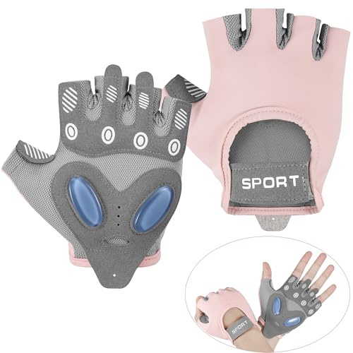 Fentar Gym Handschuhe, Bequeme Fitness Handschuhe mit 3D Silikonpad, Krafttraining Handschuhe Sport Zubehör, Rutschfeste Kletterhandschuhe Fahrradhandschuhe, Atmungsaktiv Fingerlose Handschuhe Damen