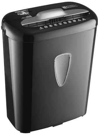 Amazon Basics Mikroschnitt Hochsicherheits-Aktenvernichter für Papier und Kreditkarten, Partikelschnitt, 5-6 Blätter, Schwarz
