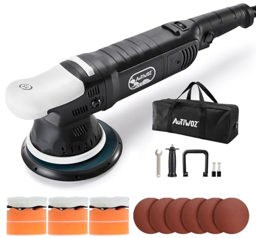 AUTIWOZ Poliermaschine Auto, 850W Exzenter Poliermaschine, 6 variable Geschwindigkeiten, 1800-4800 RPM, abnehmbarer D-Griff und Seitengriff, 3 m Kabel, zum Polieren von Auto, Boot, Motorrad