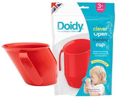 Doidy-Becher, ab 3 Monaten, erster offener Becher für Babys und Kleinkinder, ergonomisches, abgeschrägtes Design für Training und Trinkenlernen, Entwöhnungsutensilien für Milch und Wasser