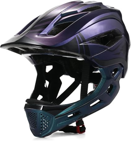 Kavolet Fahrradhelm Kinder, Kinderhelm Integriert Kinder Fullface Helm mit Abnehmbarem Kinnschutz, Downhill Helm für Radfahren, Skateboarden, Rollschuhlaufen, Roller (Unisex 52-58cm)