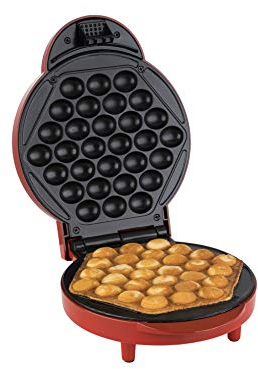 Korona 41005 Bubble Waffeleisen | Eierwaffeln | 1000 Watt | Waffeldurchmesser 18 cm | automatische Temperatureinstellung, Rot