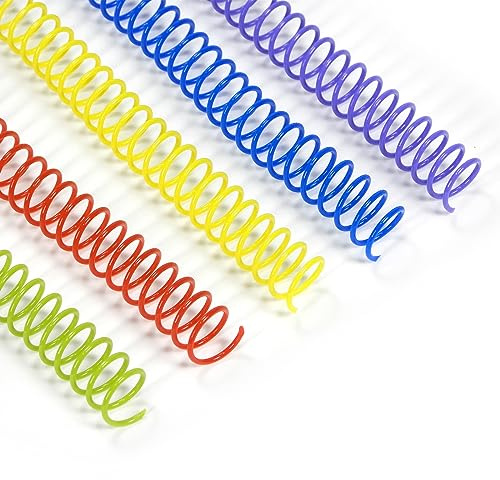 RAYSON Spiralbindung Plastik, 5 Farben, 60 Blatt, 3:1, 100 Stück | Robuste Kunststoffspiralen für plan liegende Berichte & Präsentationen