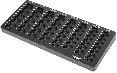 HMF 2701-02 Euro-Münzzählbrett abgeschrägt, 34,0 x 15,0 x 3,0 cm, schwarz