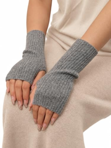 Prettystern Damen Kaschmir-Wolle Gerippte Fingerlose Handschuhe Hand-Stulpen handgelenk-wärmer Pulswärmer