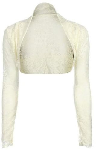 krautwear Damen Bolero Langarm Stola Bolerojacke Hochzeit Festlich Spitze schwarz weiß rot beige blau pink