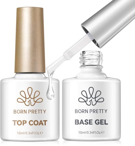 Born Pretty Top Coat Gel UV No Wipe Super Top Coat Gloss Base Gel | Kein Absplittern Oder Abblättern und Lang Anhaltend Unterlack und Überlack Set
