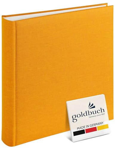 goldbuch 31705 Fotoalbum, Summertime, ca. 30 x 31 cm, Fotobuch mit 100 weißen Seiten mit Pergamin-Trennblättern, Album zum Einkleben von Fotos, Einband aus Leinen, Erinnerungsalbum, Hardcover in Gelb