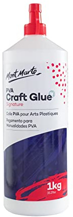 Mont Marte Bastelkleber 1kg – Weißer PVA Kleber, Transparent trocknend – Idealer Bastelleim für Papier, Pappe, Holz und Textil