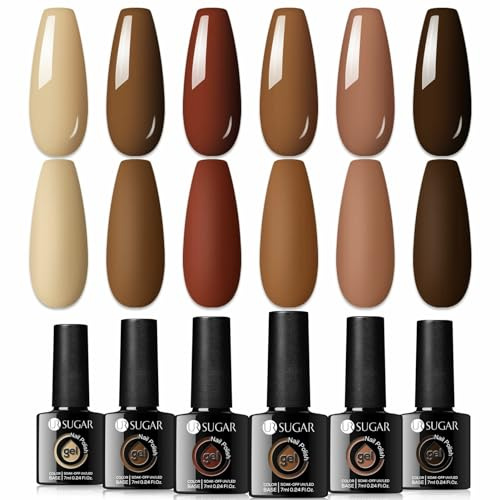 UR SUGAR UV Nagellack Herbst Braun Grün, 6 Farben Gel Nagellack Set Nude Gellack UV Farbgel Set Starter für Nagelstudio Nagel Gelnägel mit Geschenkbox Maniküre Weihnachts