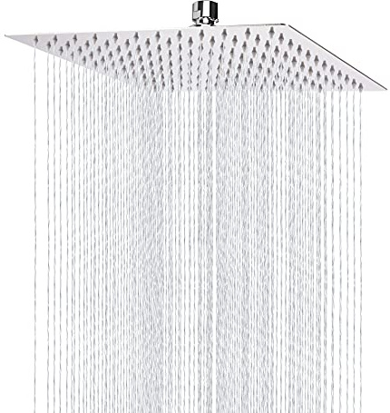 25cm Großer Regenbrause - Markcco Quadrat Hochdruck Duschkopf aus Edelstahl 304 - komfortables Duscherlebnis auch bei niedrigem Wasserdruck - installierbar an der Wand oder Decke (Chrom)
