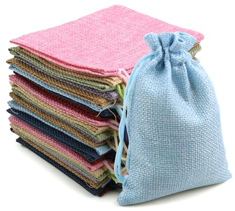 TPTGIAR 24 Stück Stoffbeutel mit Kordelzug 10 x 14 cm Säckchen Zum Befüllen Bunte Wiederverwendbare Jutebeutel Klein 8 Farben Stoffbeutel Klein organzasäckchen Geschenksäckchen Baumwollsäckchen