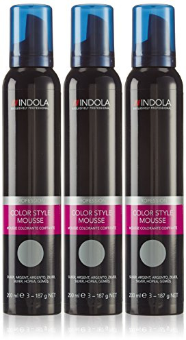 Indola Color Style Mousse silber, Unparfümiert, 3er Pack, (3x 200 ml)