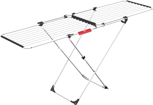 Vileda Doble Wäscheständer ausziehbar, 22m Trockenlänge, 60,00 x 8,00 x 130,00 cm, Weiß