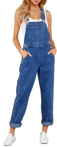 Roskiky Lässige Stretch Denim Latzhose für Damen, Jeans Overalls mit Taschen