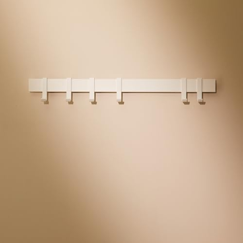 Designfabrik Hamburg Wandgarderobe | 58 cm Weiß | bewegliche Haken | Garderobenleiste aus Metall mit verschiebbaren Kleiderhaken für Jacken, Taschen und Handtücher | ideal für Flur oder Diele.