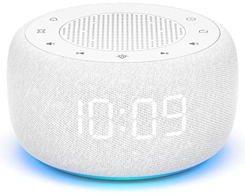 BUFFBEE Radiowecker für das Schlafzimmer - Hochwertiger Sound für das Radio, 4 Wecktöne, 7-farbiges Nachtlicht, Vollbereichsanzeige mit Dimmer für den Nachttisch (Weiß)