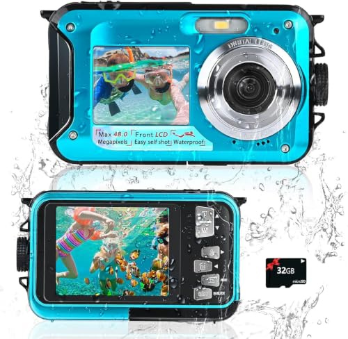 Unterwasserkamera, Comius Sharp 10FT Unterwasserkamera Schnorcheln, 30MP Foto FHD Video Digitalkamera Wasserdicht mit 32G Speicherkarte für Selbstauslöser Unterwasser, Schwimmen, Surfen, Tauchen