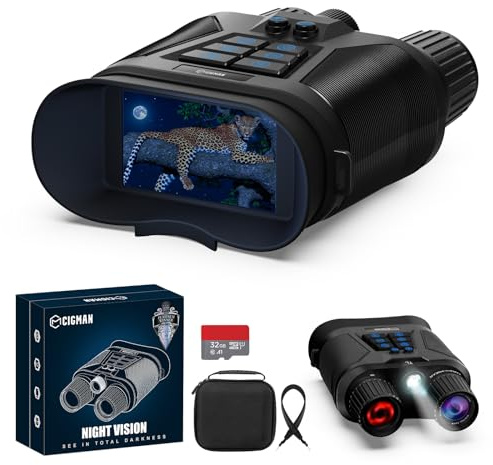 Nachtsichtgerät, CIGMAN 400M 3" HD-Display Infrarot-Fernglas Nachtsicht, 5000mAh Wiederaufladbares Wärmebild-Fernglas, f/1.4 HD-Kamera, 8X Digitalzoom für Jagd, Camping, Beobachtung