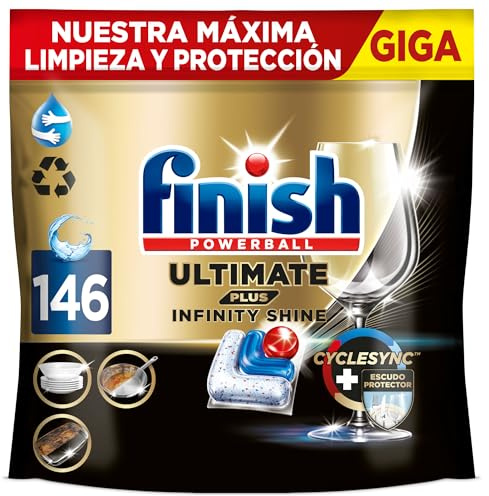 Finish Ultimate Plus Infinity Shine Spülmaschinentabs – Geschirrspültabs für intensive Reinigung, Fettlösekraft und Glanz mit Schutzschild – 2x73 Finish Caps
