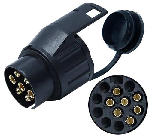 CCLIFE 7 auf 13-polig Adapter Stecker mit Dichtung, Universal für Anhänger 12 V Stromversorgung für KFZ Anhänger, Fahrradhänger, Hänger Adapter Stecker