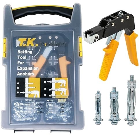 T.K.Excellent Hohlraumdübel Set-Rigipsdübel Set -Gipskartondübel Set mit 60 Teil Hohlraumdübel Metal in 3 Größen, Hohlraumdübel Zang Funktioniert Perfekt mit M4/M5 Molly-Schraube