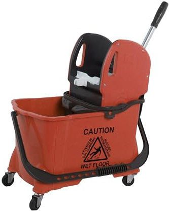 Axis Line Reinigungswagen 24L mit Presse, Putzwagen & 2-Eimer-System | Mobiler Wischmop Fahrwagen mit 10L Schmutzwassertrennung und 4 Rollen fuer hygienische Bodenreinigung im Haushalt und