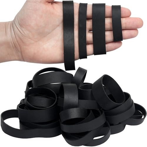 AOUOU Gummibänder, verschiedene Größen, 4 Größen, 50 Stück, schwarze Gummibänder, 60 x 13 mm, 80 x 19 mm, 90 x 12 mm, 130 x 15 mm