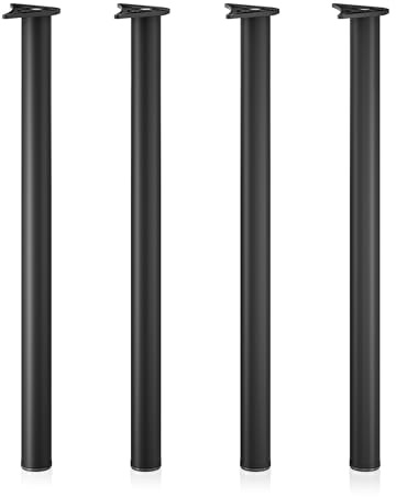 Wiltec Edelstahl Tischbein Set, schwarz, 4 Möbelfüße Ø 60 mm und mit Verstellbarer Länge 870-900 mm, bis 200 kg Tragkraft